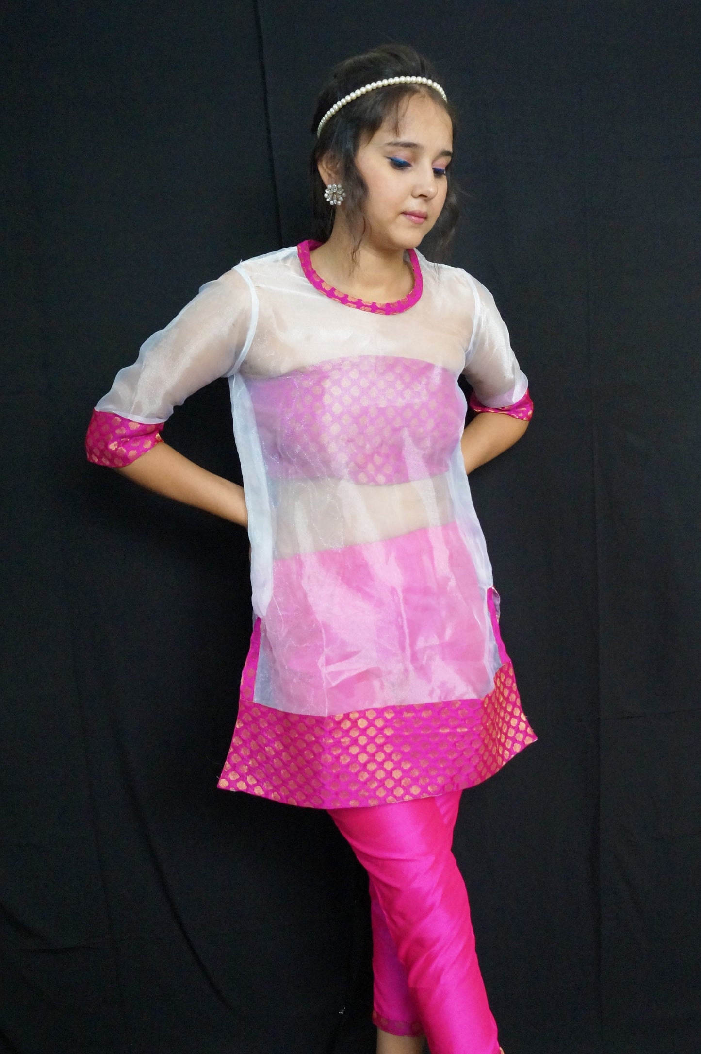 White organza kurta set