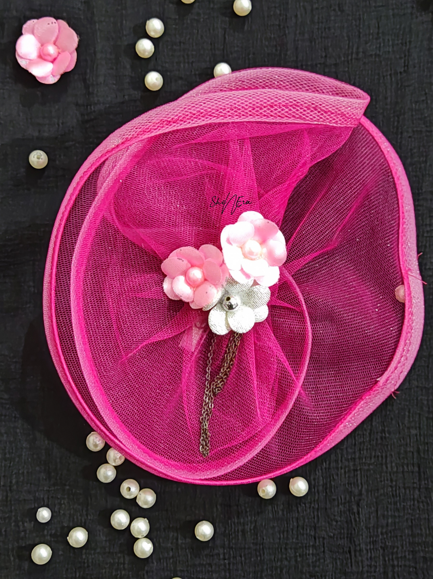 Hot pink fascinator