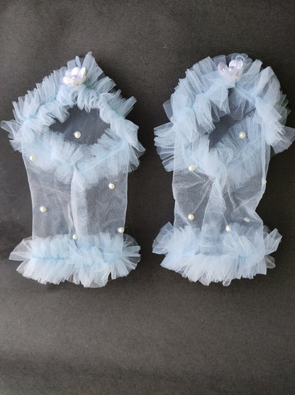 Powder Blue Fascinator and Gloves Set