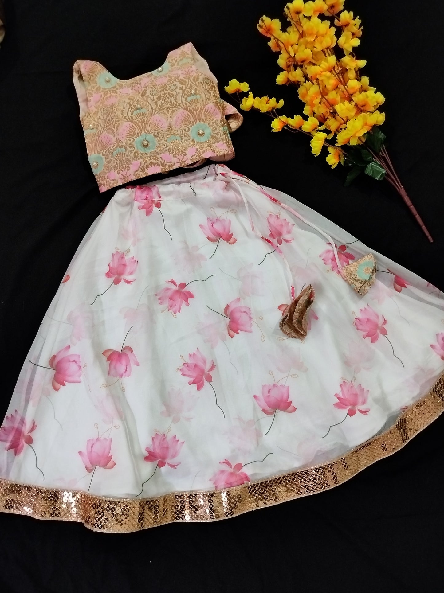 Lotus print  lehenga set