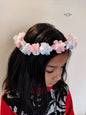 Girls Pink & Sky Blue Floral Applique Tiara